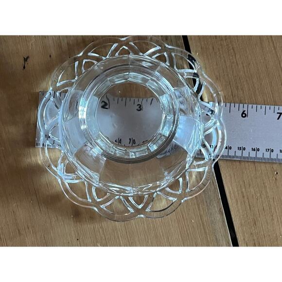 Vintage Imperial Glass Crochet/Lace Condiment 3 Piece Set. Mayo.Plate Bowl Spoon - Picture 8 of 10